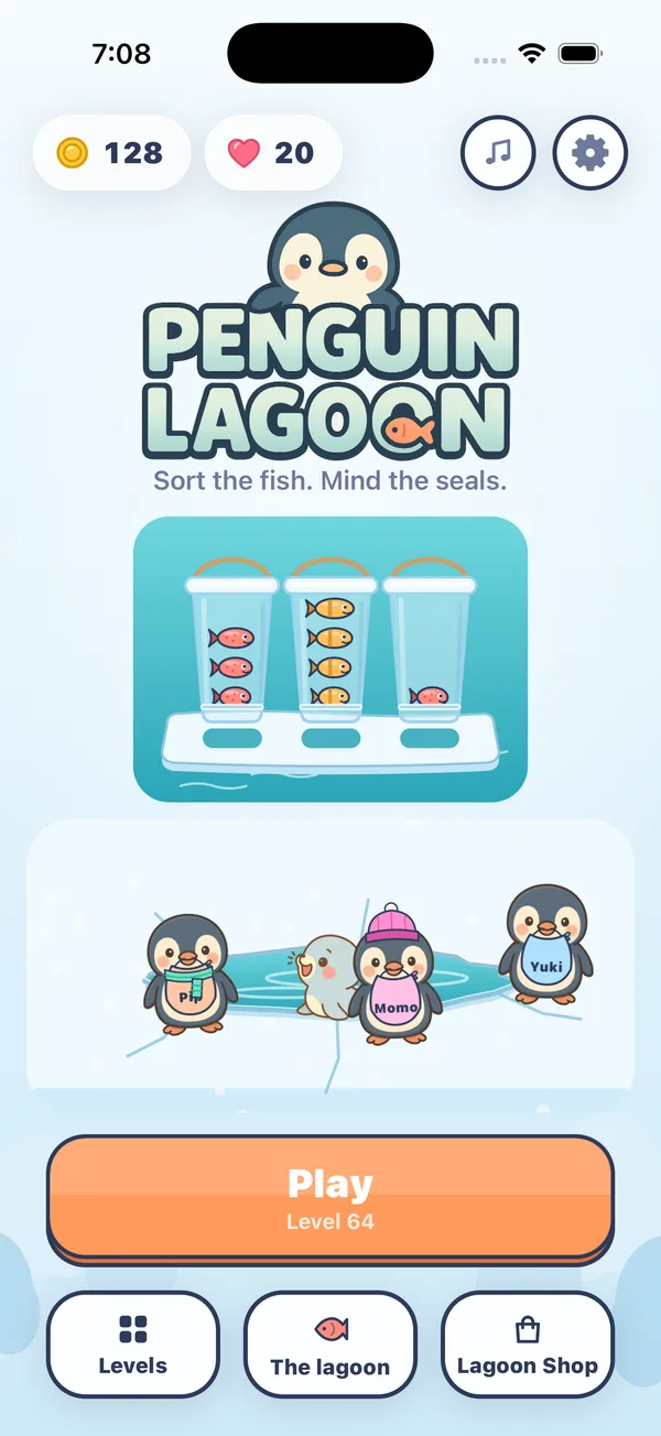 The home screen of Penguin Lagoon
